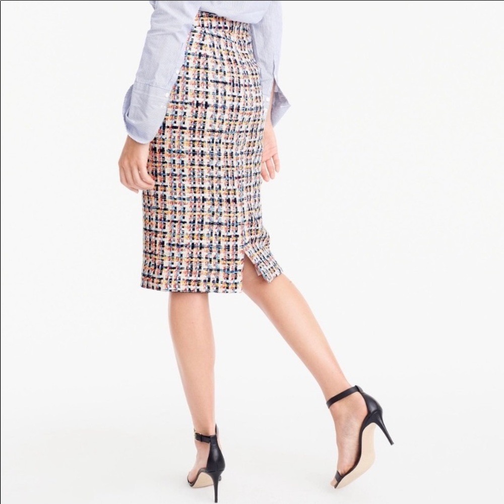 J Crew Collection French Tweed Pencil Skirt Sz 10